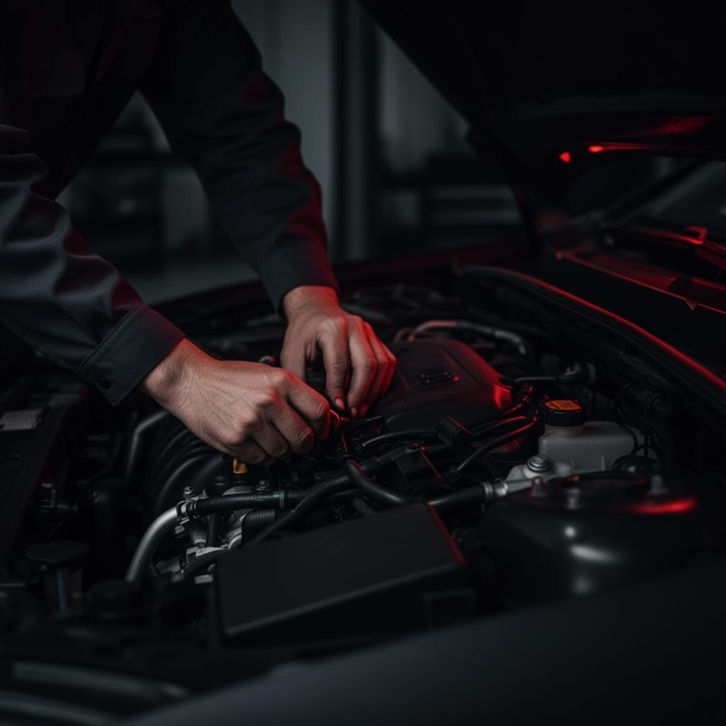 Experienced mechanic working on a car engine